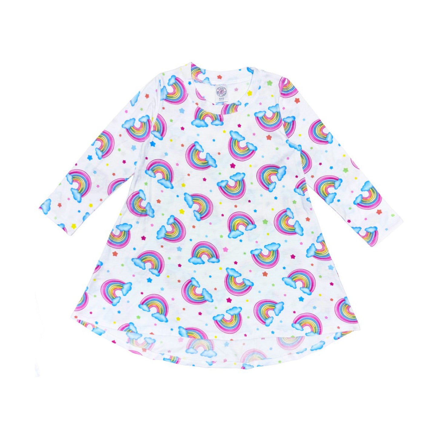 BW870 Esme Girl's Long Sleeve Crew Neck Dress Unicorn, Star Tie Dye Clearance