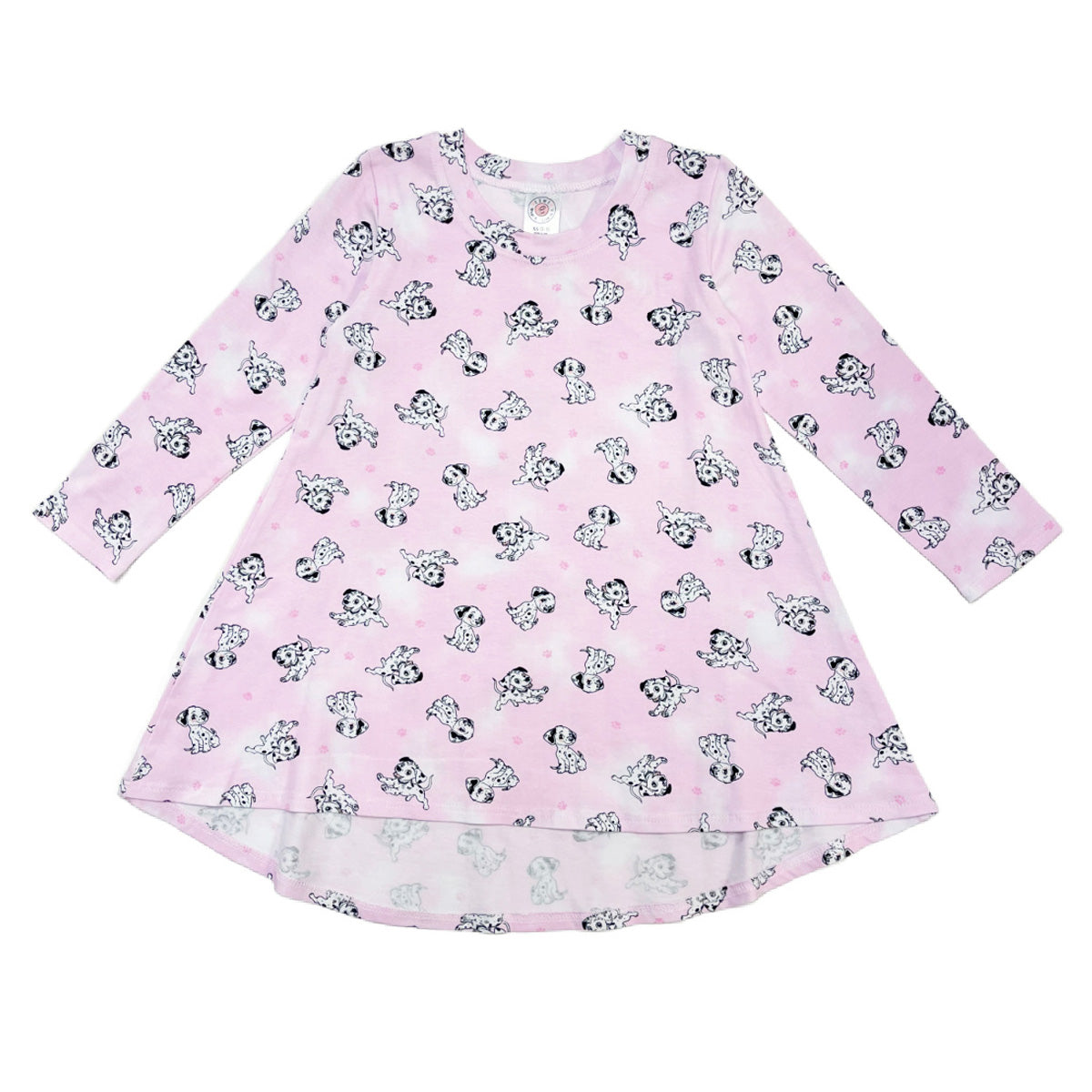 BW870 Esme Girl's Long Sleeve Crew Neck Dress Smilee, Pearly Hearts, Dalmatian