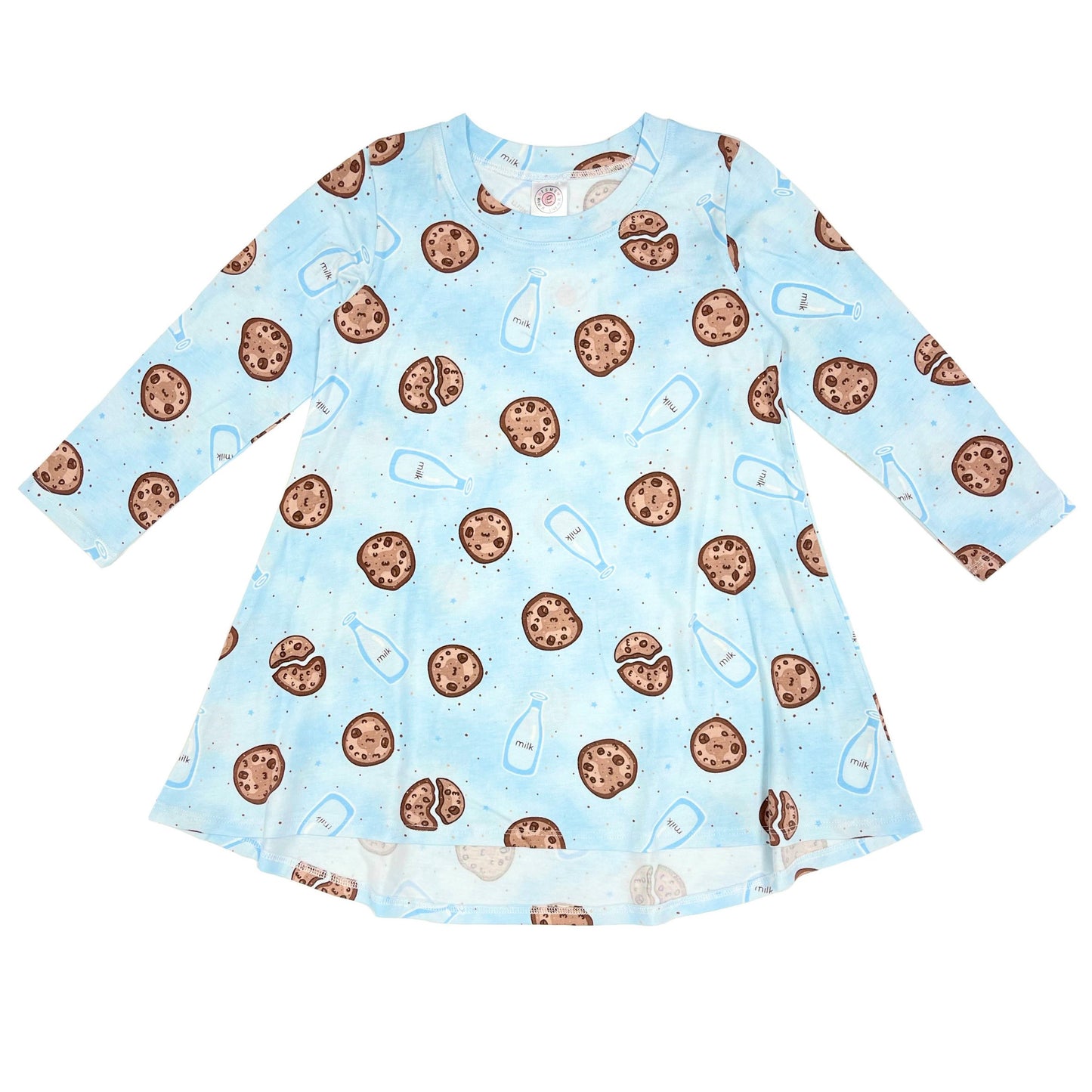BW870 Esme Girl's Long Sleeve Crew Neck Dress Unicorn, Star Tie Dye Clearance