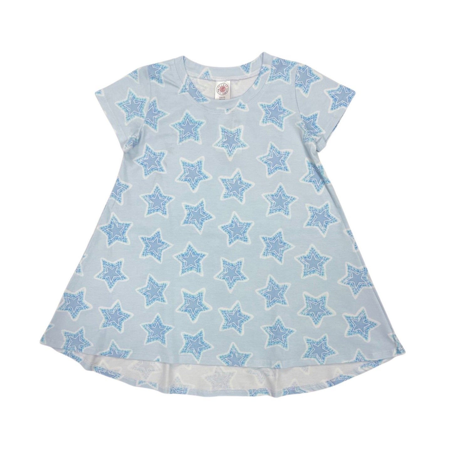 BW917 Esme Girl's Patterns Short Sleeve Dress Clearance sale Daisy Star Tie Dye, Pom Poms