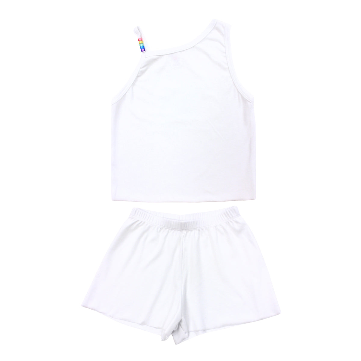 RP20RB001 Esme Girl's Malibu Bead Tank Shorts Set RIB Fabric Size S, M, L, XL, XXL Pink, white, Fuchsia