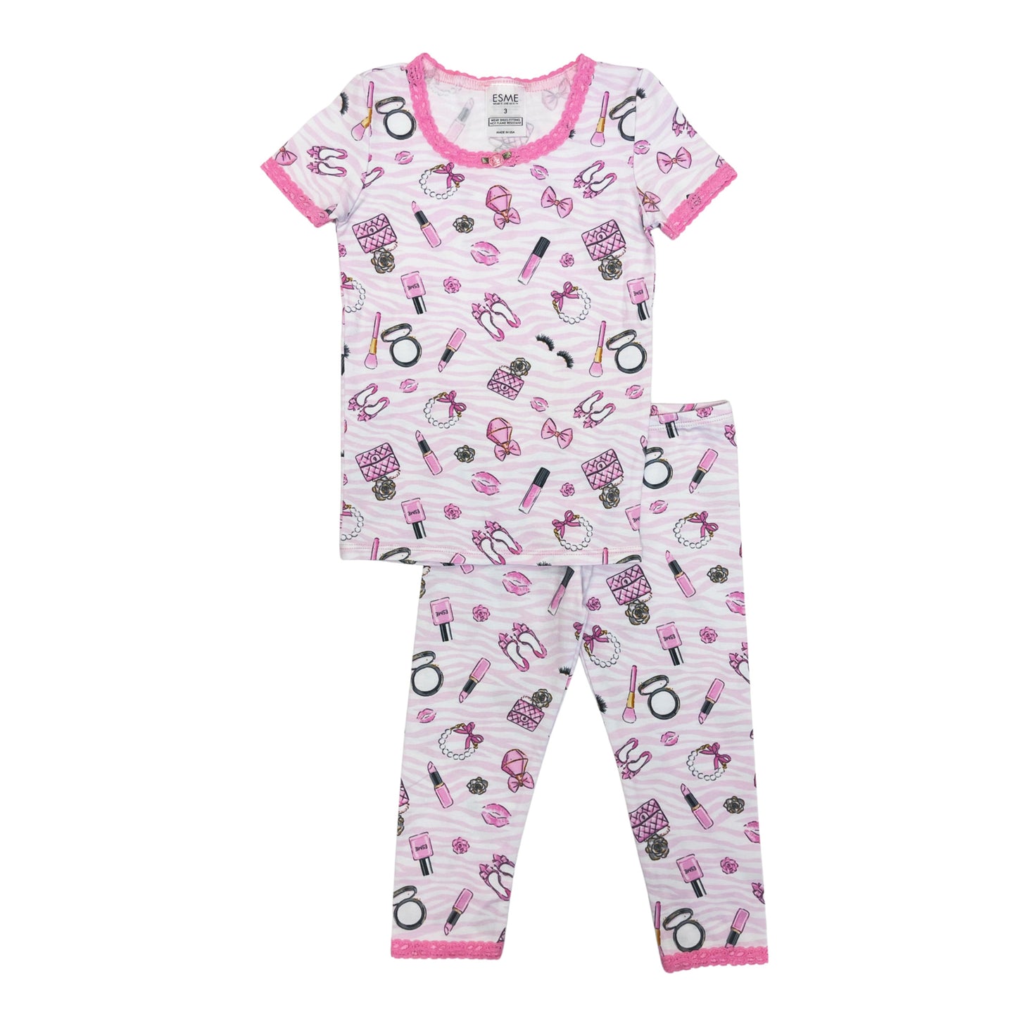 SF93757 Esme Girl's Sleepwear S/S Top & Cropped Legging Set in patterns