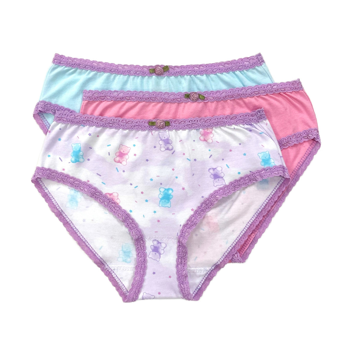 U20 Esme Girl's Animal Cookies, Bunny Marshmallow, Dalmatian, Bears, Cherry 3-Pack Panty