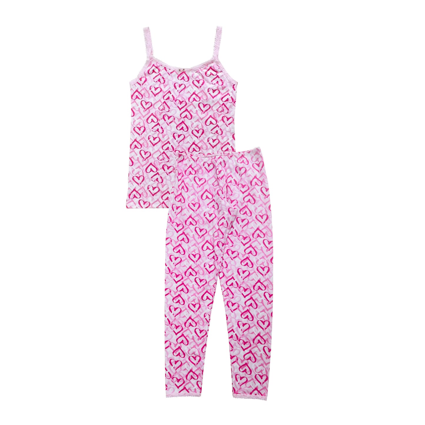 WL90057 Esme Women's Autumn Waves, Daisy, Ice Cream, Heart Tie Dye Cami & Cropped Legging Set