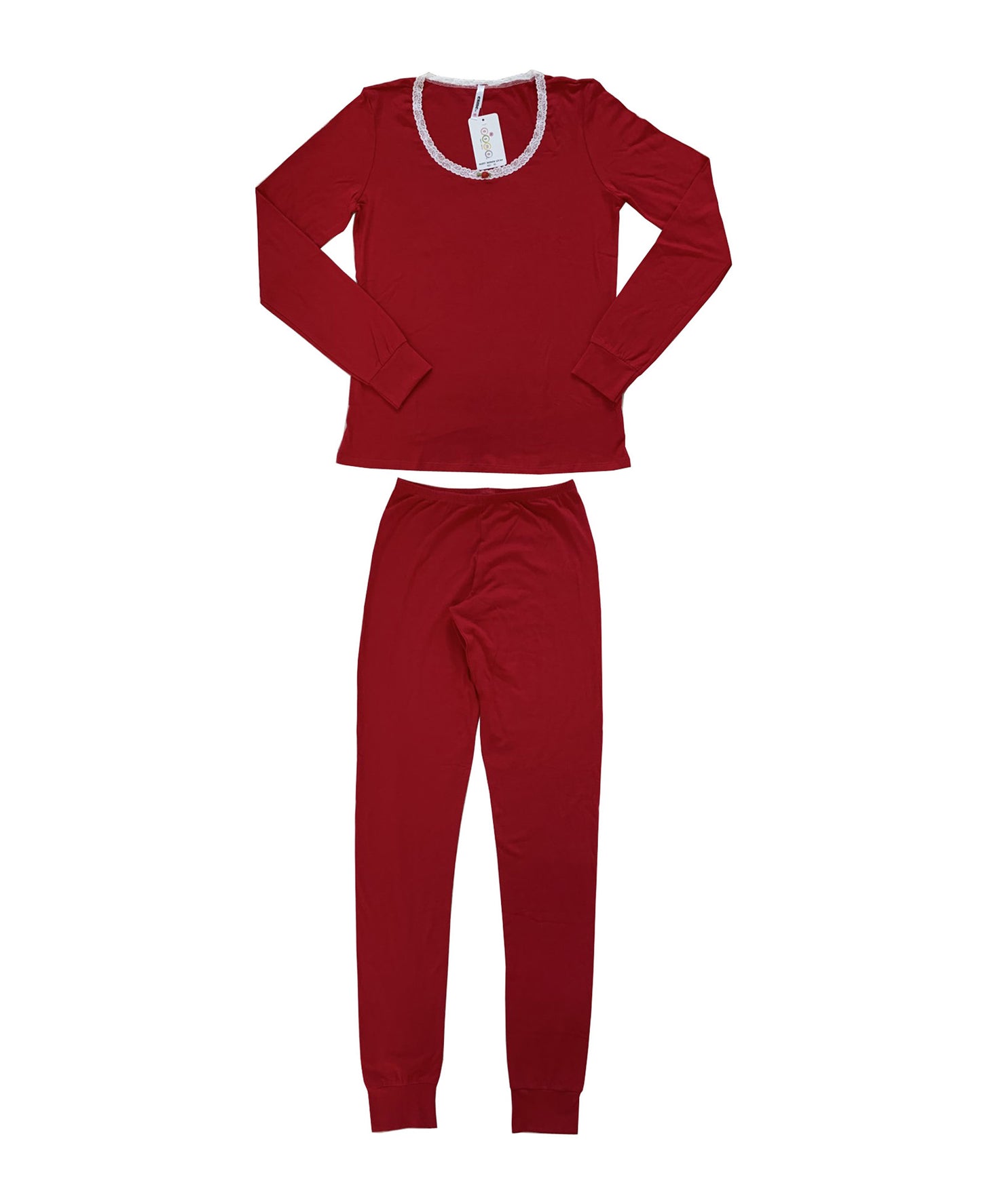 WL977 Esme Women's Full Length Set in Black, Holiday Red