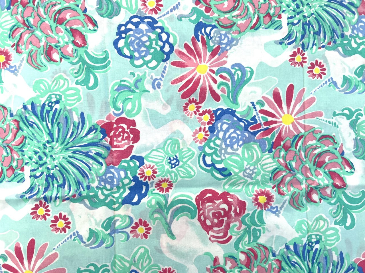 Pottery barn Kids Lilly Pulitzer Unicorns in Bloom Sheet Set Twin Floral Aqua