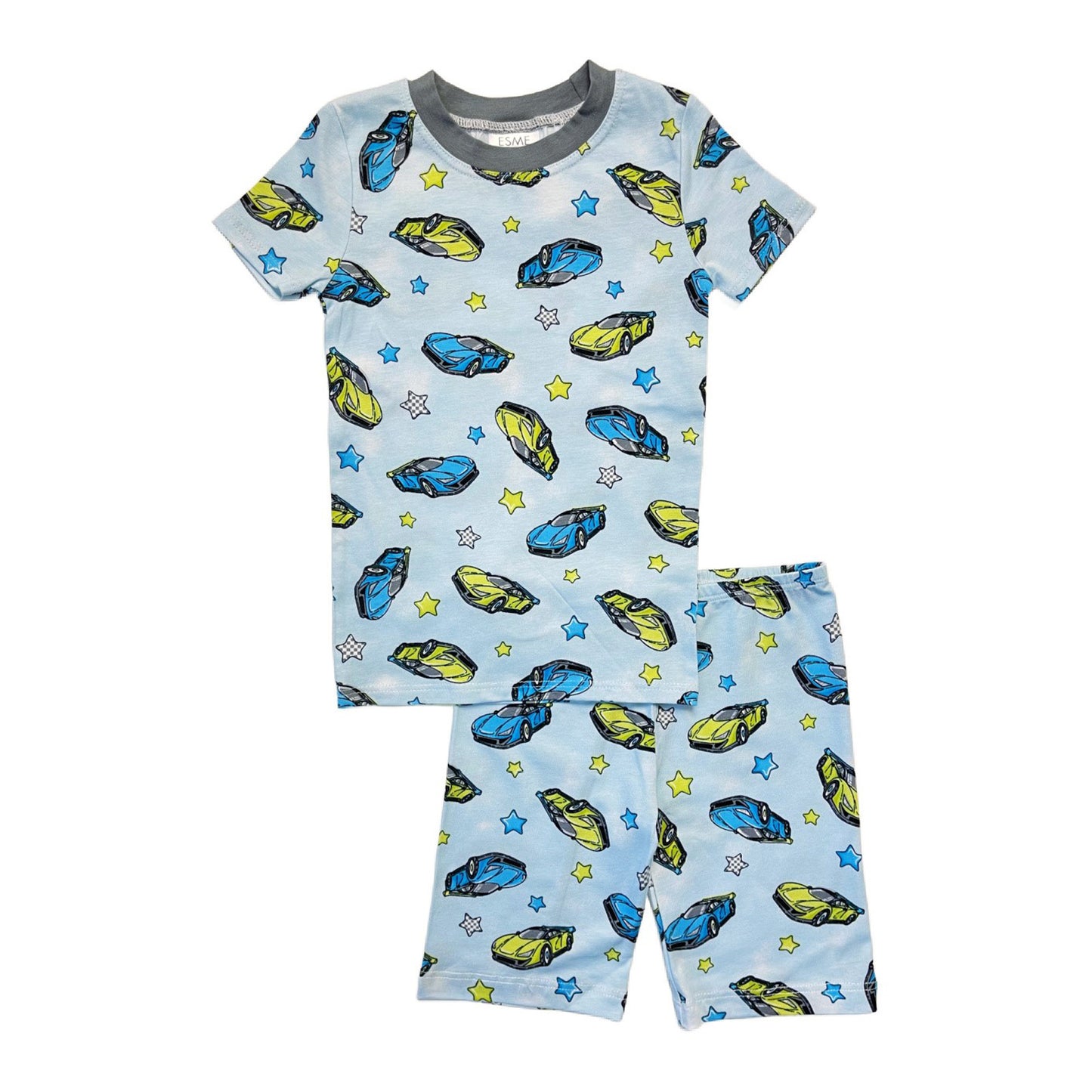 BCS45 Esme Boys Pajamas Short Sleeve Shorts Set Skateboard, Monster Truck, Charcoal  Navy