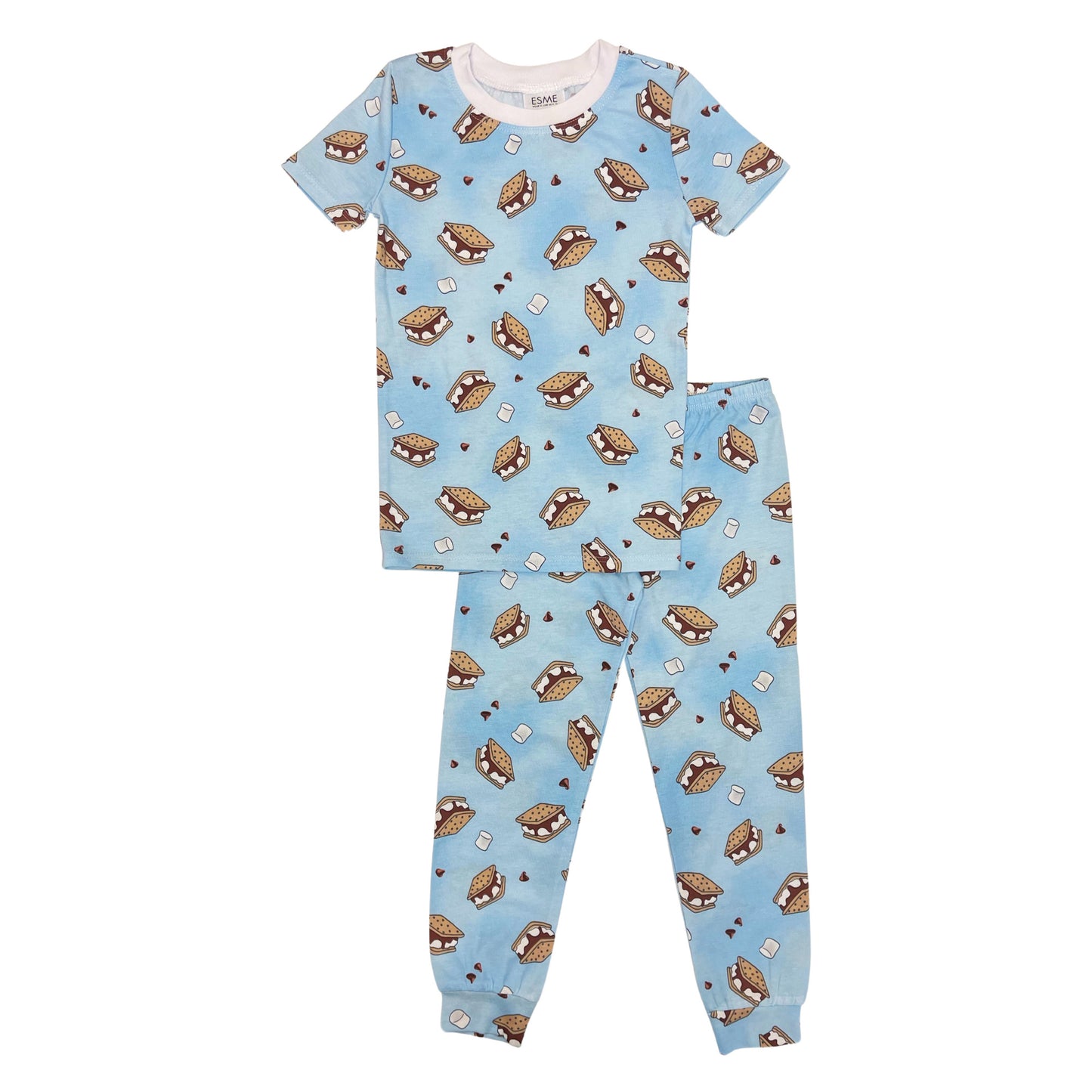 BCS47 Esme Boys Pajamas Short Sleeve Pants Set in Stud Bat Stud Smores Sale
