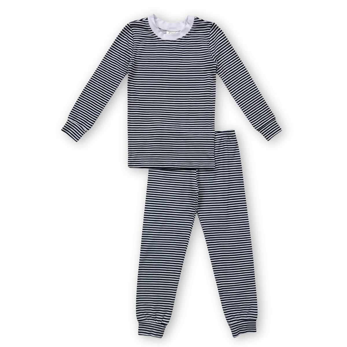 BCS49 Esme Boys Full Length Set Pajamas Maverick Chips, Dribble, Ice Hockey, Navy Stripe