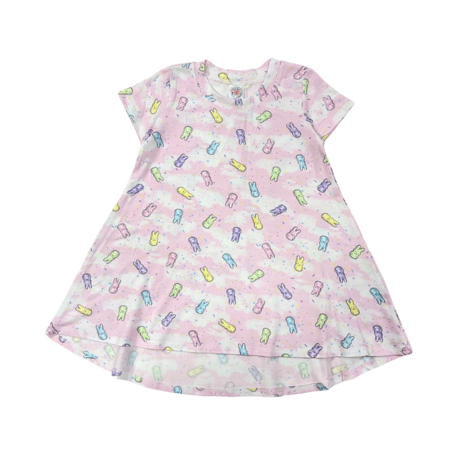 BW917 Esme Girl's Patterns Short Sleeve Dress Clearance sale Daisy Star Tie Dye, Pom Poms