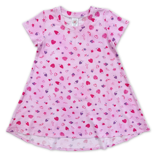 BW917 Esme Girl's Doodle, Sweet Heaven, Coco Cheetah,  Hearts Short Sleeve Dress