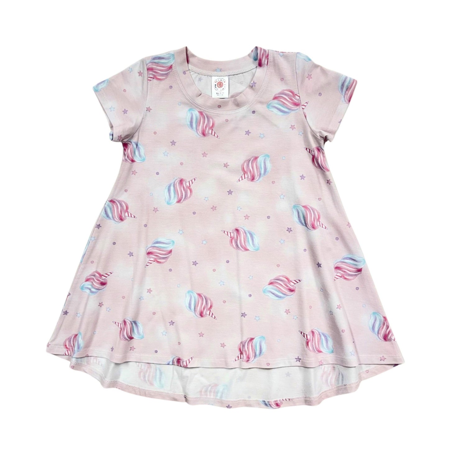 BW917 Esme Girl's Patterns Short Sleeve Dress Clearance sale Daisy Star Tie Dye, Pom Poms