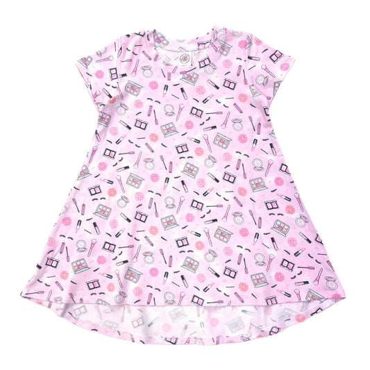 BW917 Esme Girl's Patterns Short Sleeve Dress Clearance sale Daisy Star Tie Dye, Pom Poms