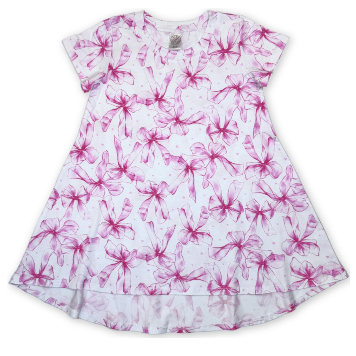 BW917 Esme Girl's Short Sleeve Crew Neck Dress Tie Dye Star, Candy Hearts, Tulle Bow, Gummies, Sugar Rush