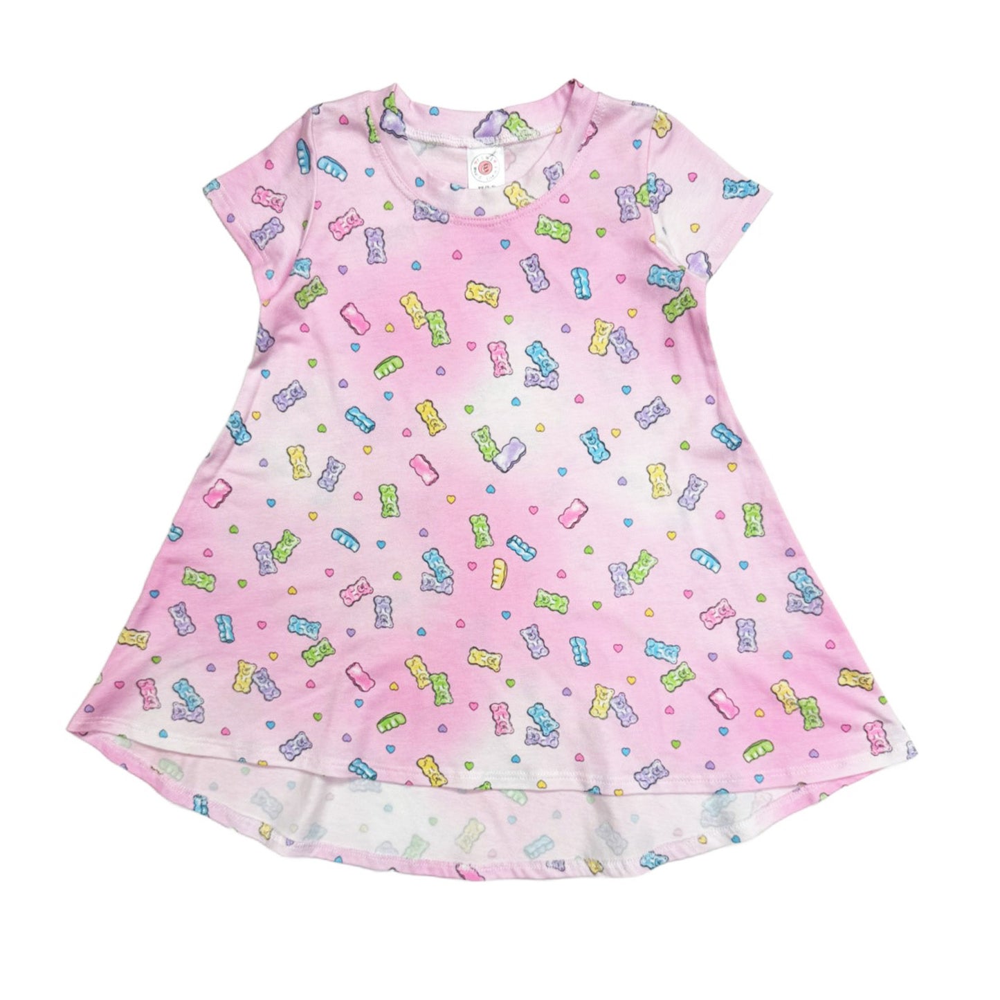 BW917 Esme Girl's Patterns Short Sleeve Dress Clearance sale Daisy Star Tie Dye, Pom Poms