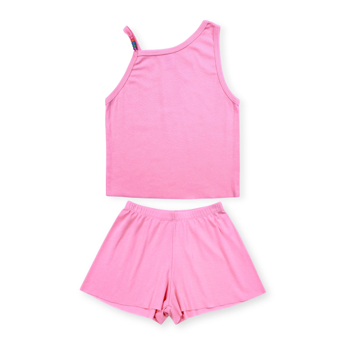 RP20RB001 Esme Girl's Malibu Bead Tank Shorts Set RIB Fabric  Size S, M, L, XL, XXL Pink, white, Fuchsia