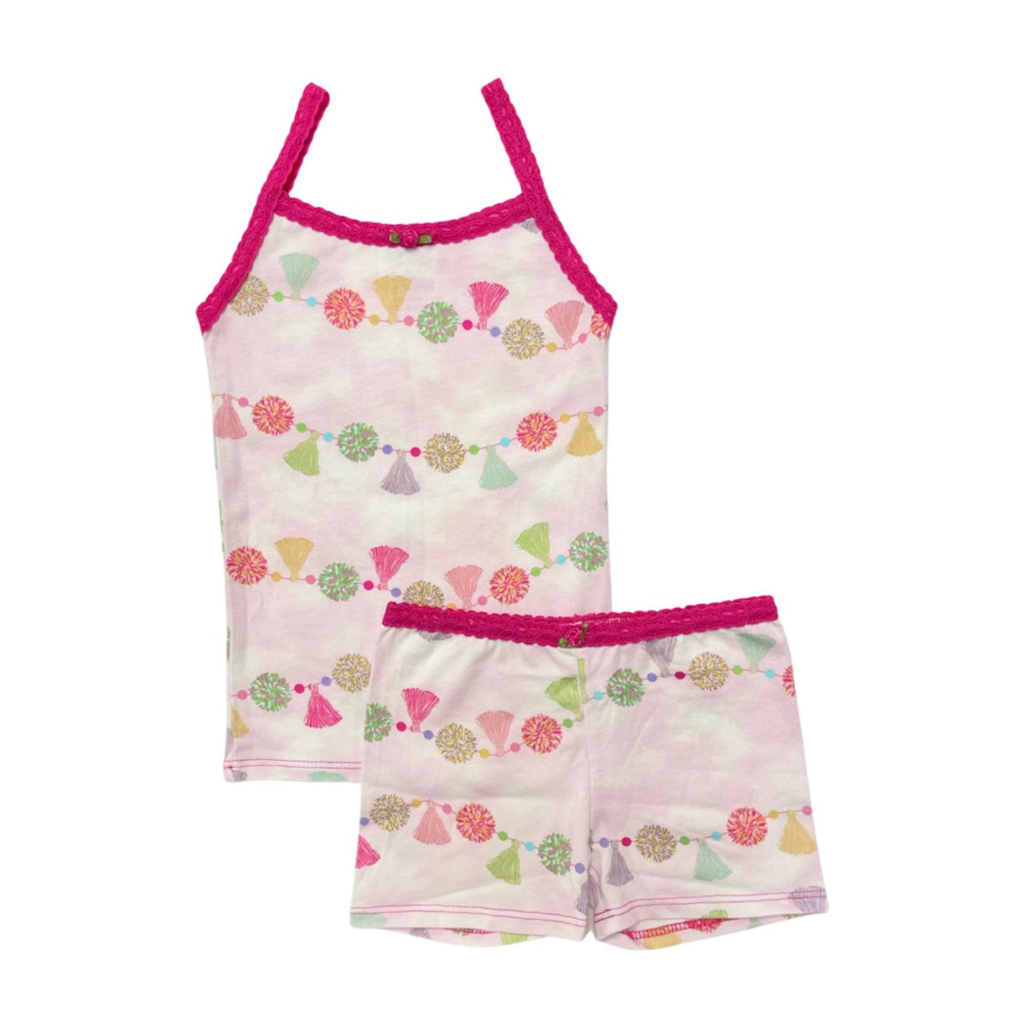 SF90098 Esme Girl's Camisole Boxer shorts pajama set Pom Poms, Sailboat, Coconut