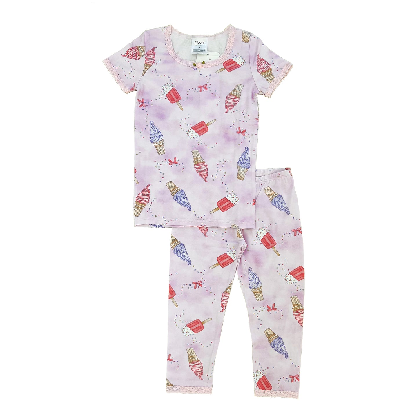 SF93757 Esme Girl's Sleepwear S/S Top & Cropped Legging Set in patterns