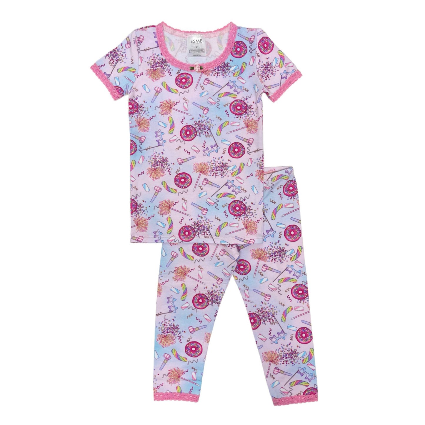 SF93757 Esme Girl's Sleepwear S/S Top & Cropped Legging Set in patterns