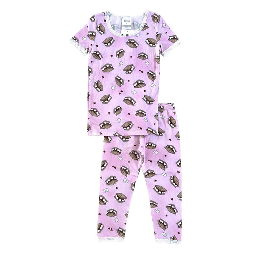 SF93757 Esme Girl's Sleepwear S/S Top & Cropped Legging Set in patterns