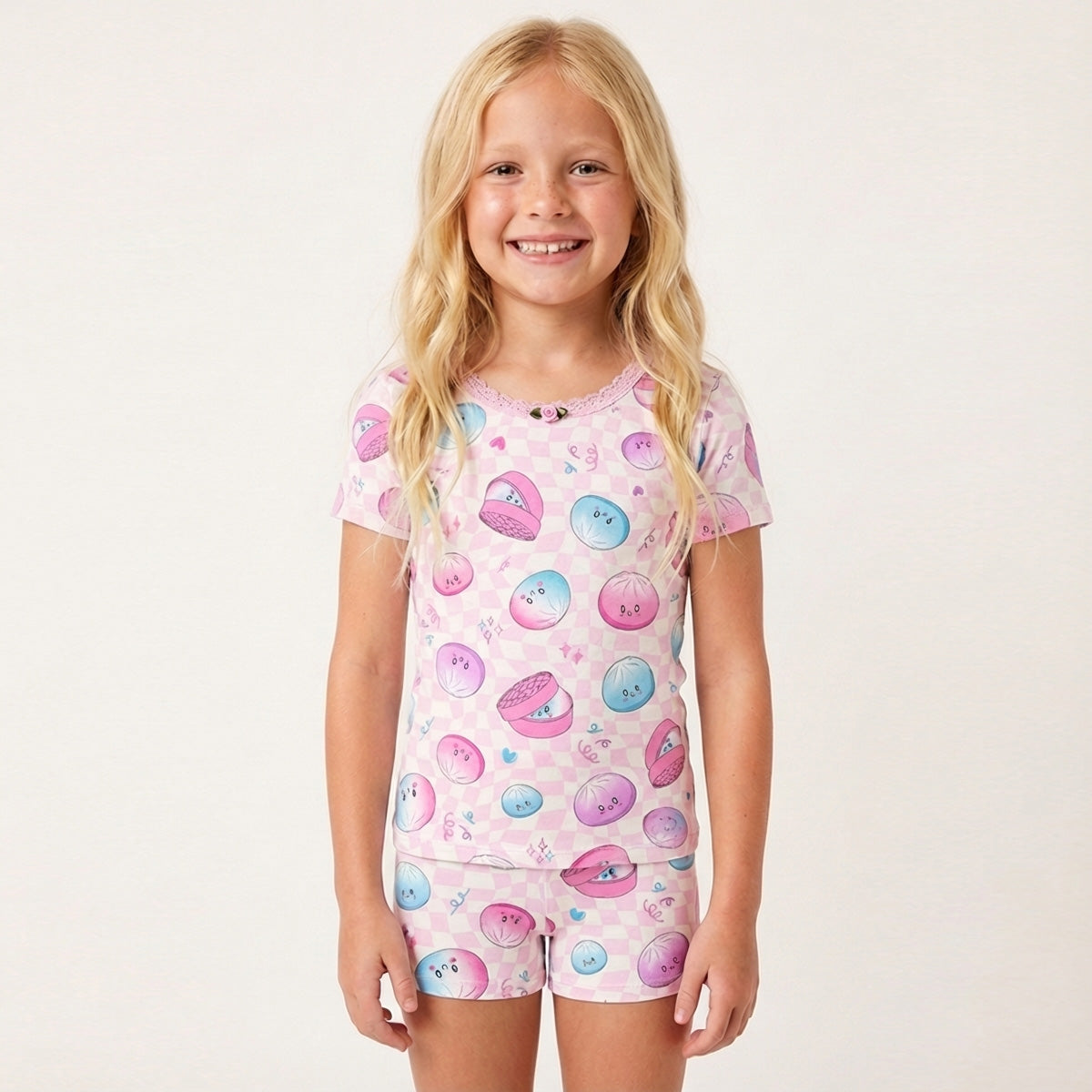 SF93798 Esme Girl's Short Sleeve Top & Shorts set Butterfly Kiss, USA, Paw Club, Pink