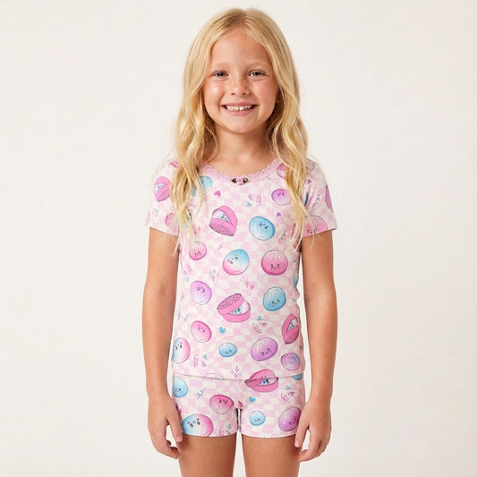SF93798 Esme Girl's Short Sleeve Top & Shorts set Butterfly Kiss, USA, Paw Club, Pink