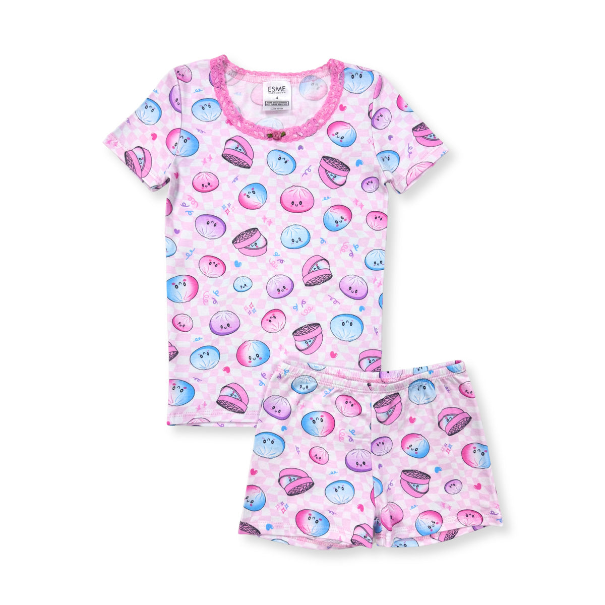 SF93798 Esme Girl's Short Sleeve Top & Shorts set Butterfly Kiss, USA, Paw Club, Pink