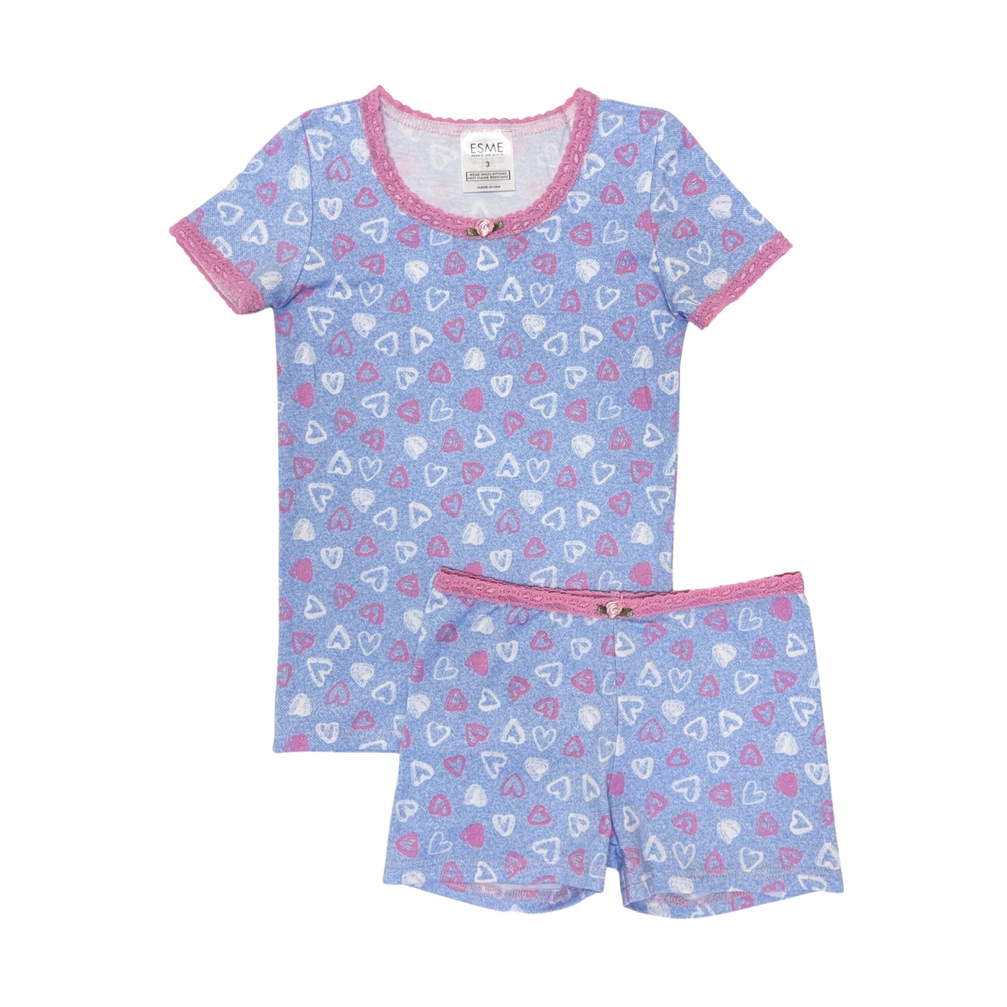 SF93798 Esme Girl's Short Sleeve Top & Shorts set Mermaid, Watermelon,  Denim Hearts, Bloom, Ice Cream, Sketch