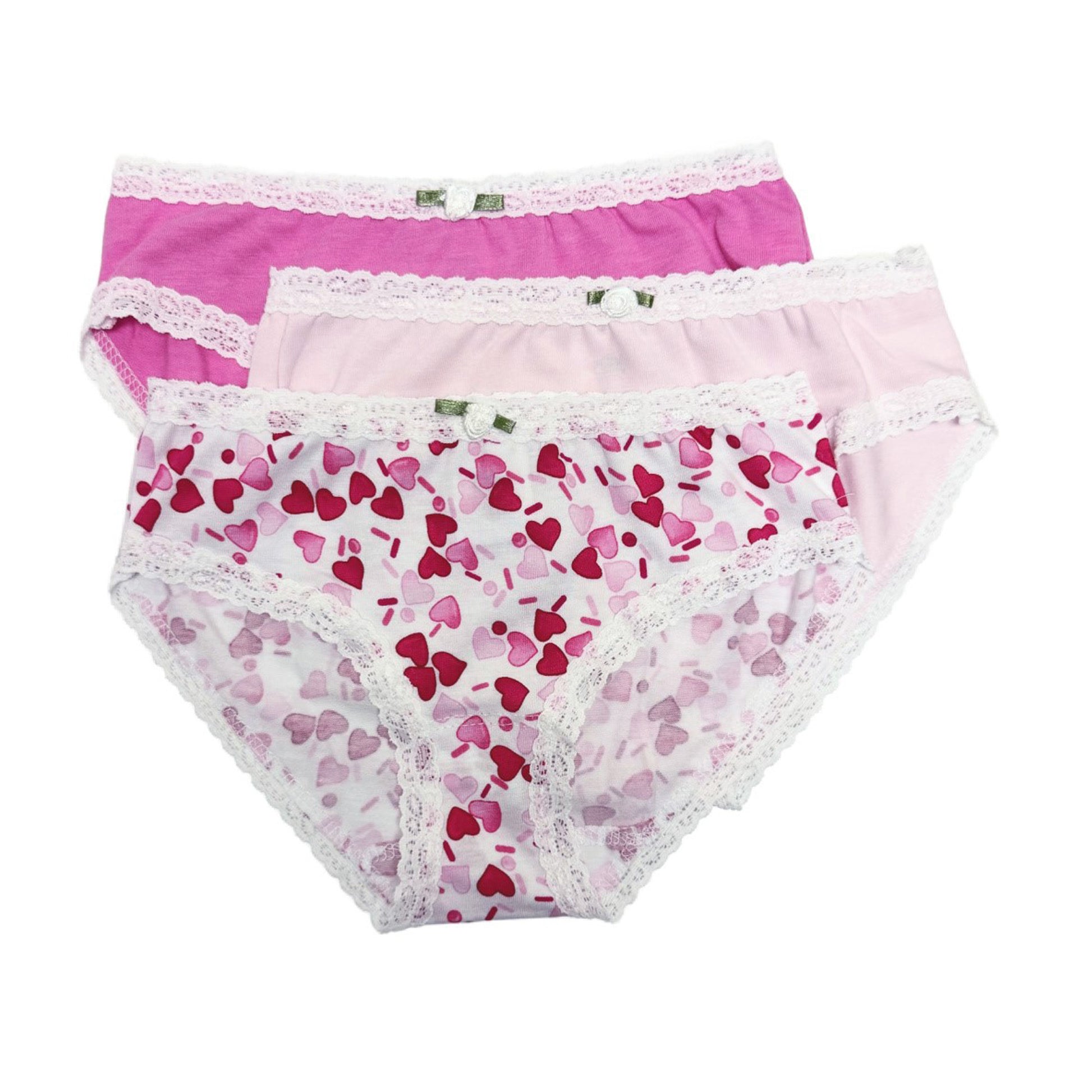 Girls Glitter 7 Pack Days of The Week Heart Trim Panties - Multi Color