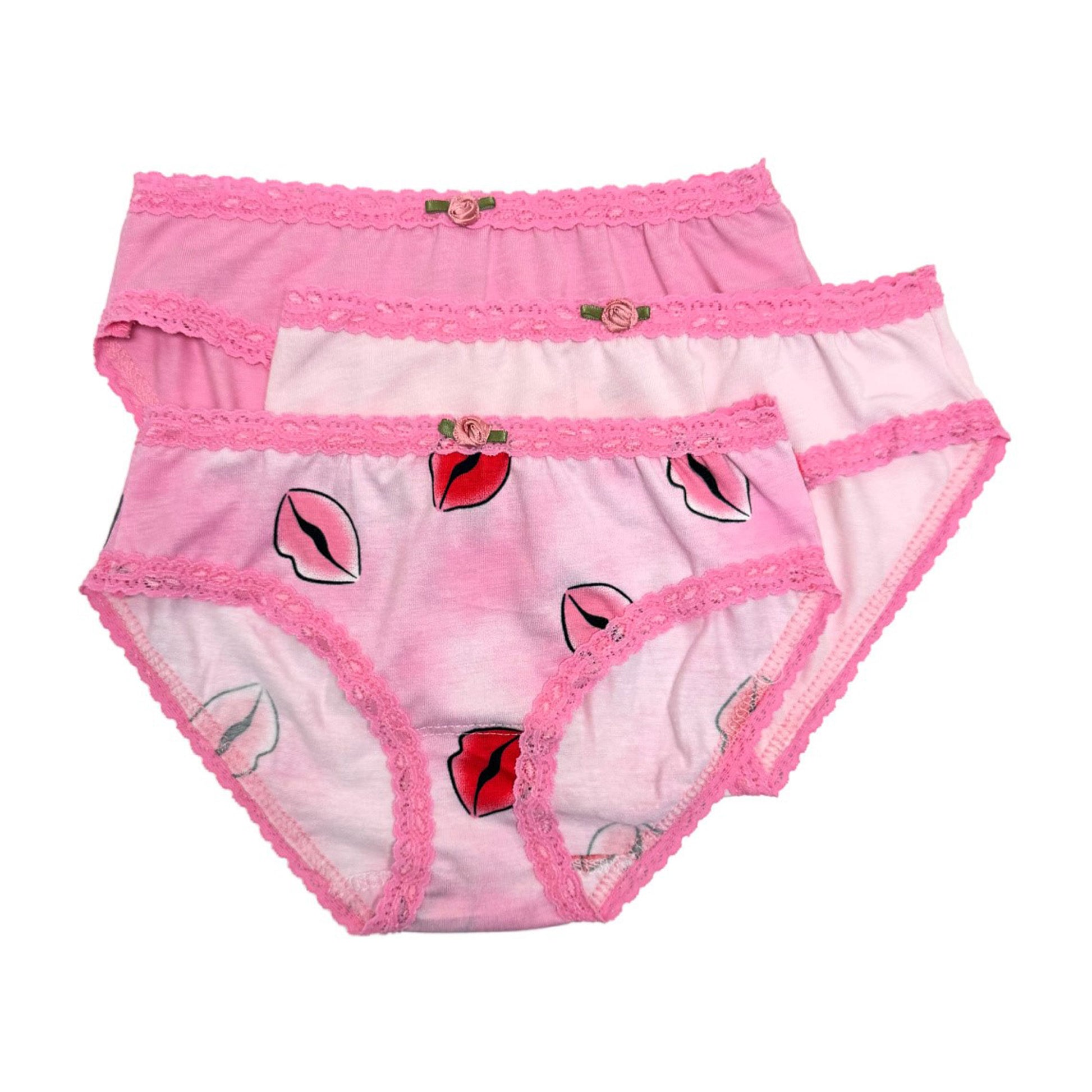 U20 Esme Girl's 3-Pack Panty in Patterns Heart Kiss
