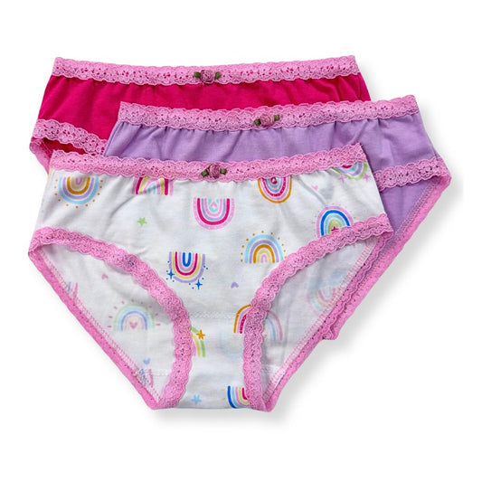 U20 Esme Girl's Roise Rainbow School Girl Paw Club 3-Pack Panty
