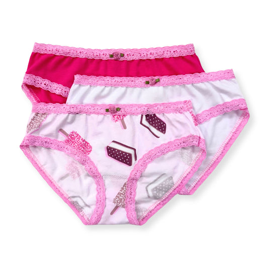 U20 Esme Girl's Animal Cookies, Bunny, Dalmatian,  Paw Club,  Cherry 3-Pack Panty