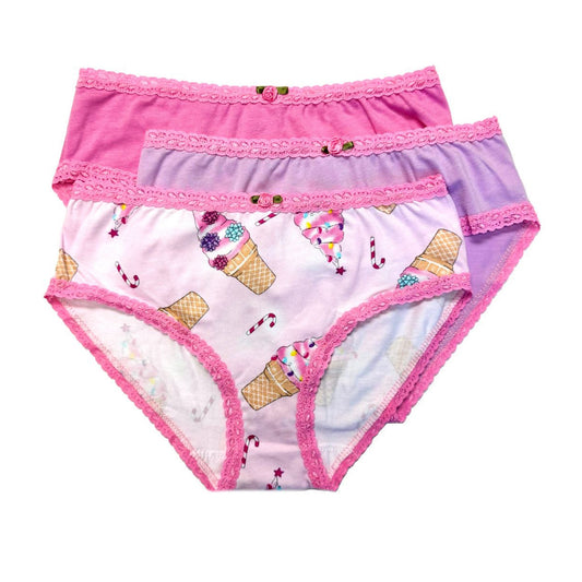 U20 Esme Girl's 3-Pack Panty Cheetah, Bat, Pumpkins, Christmas Cupcakes, Santa Pup