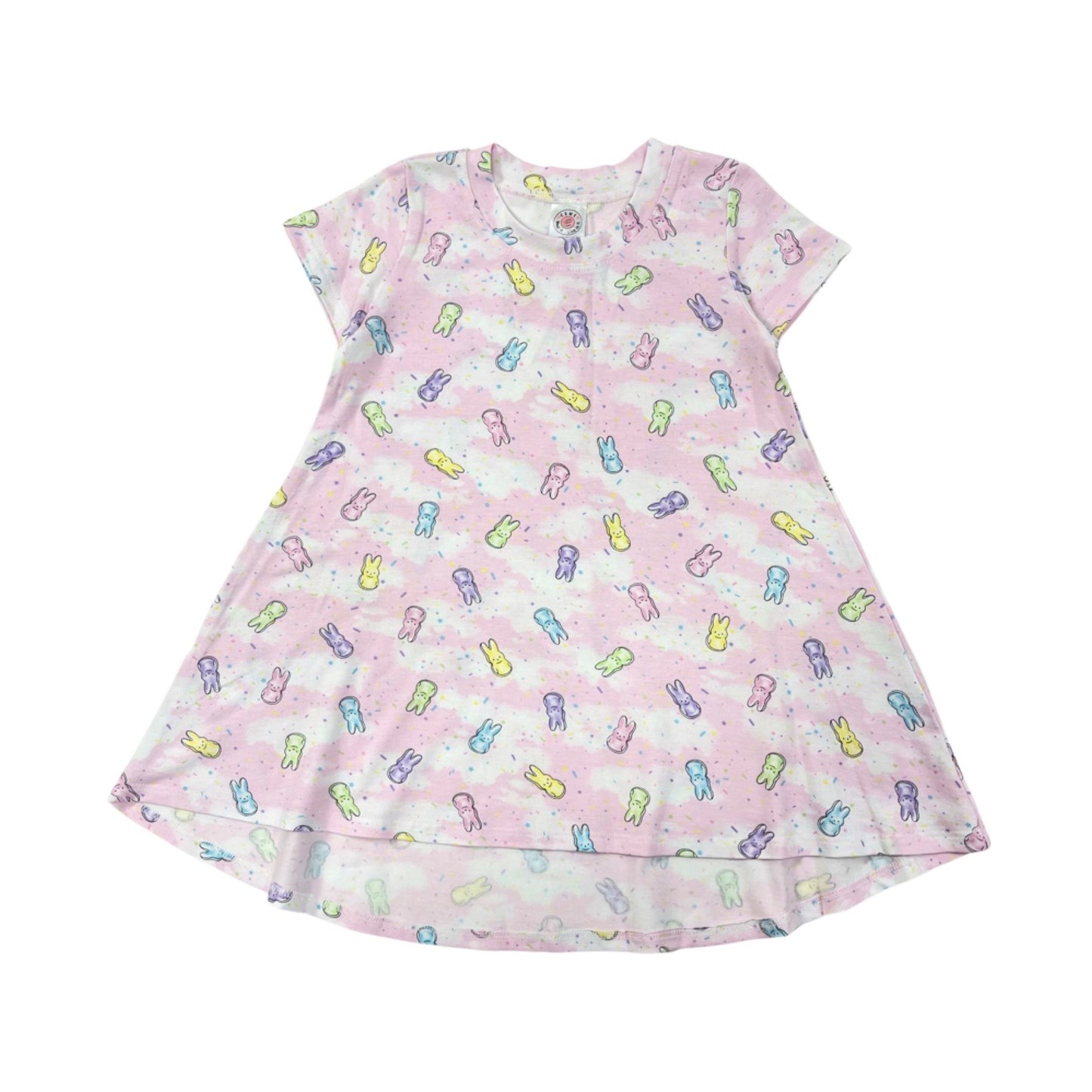 BW917 Esme Girl's Animal Cookies, Bunny Marshmallow,  Cotton Candy Short Sleeve Dress