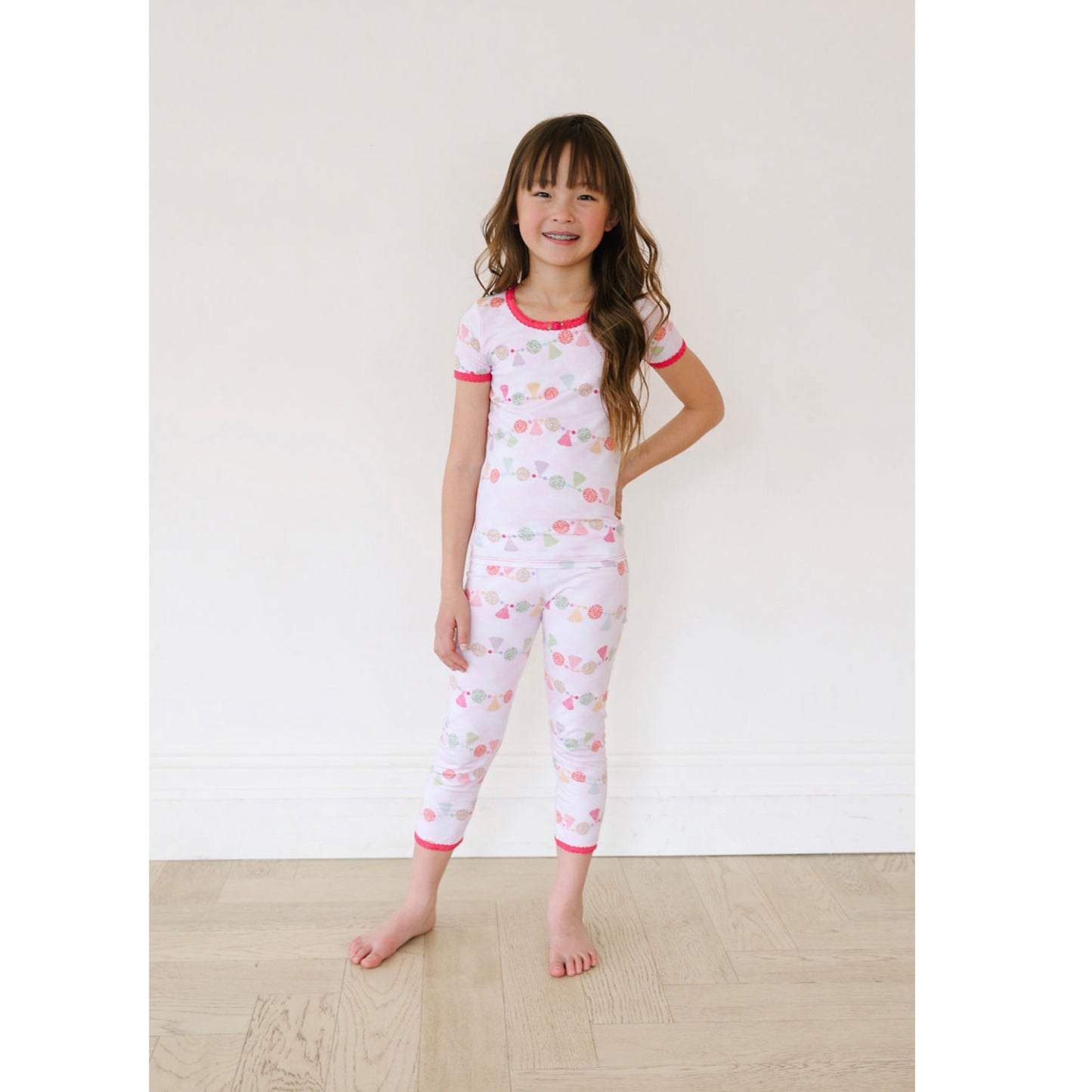 SF93757 Esme Girl's Sleepwear S/S Top & Cropped Legging Set in patterns